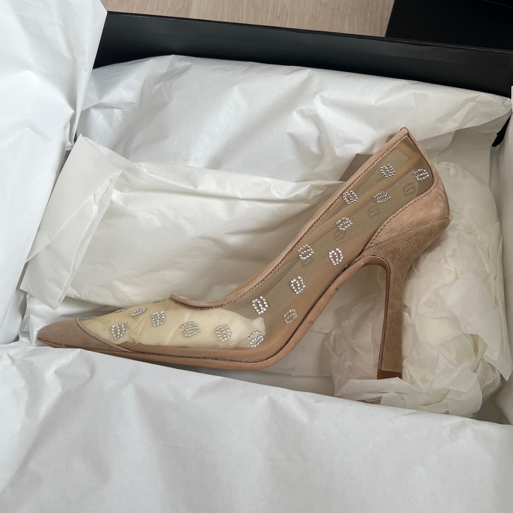 NEW Alexander Wang Delphine 105 pump nude mesh&suede heel